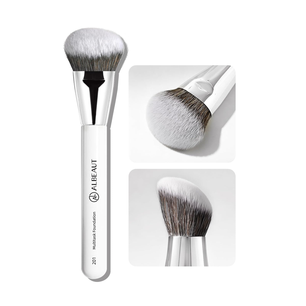 ALBEAUT Angled Foundation Brush front view with ultra-soft bristles