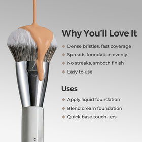 ALBEAUT Angled Foundation Brush in use applying liquid foundation