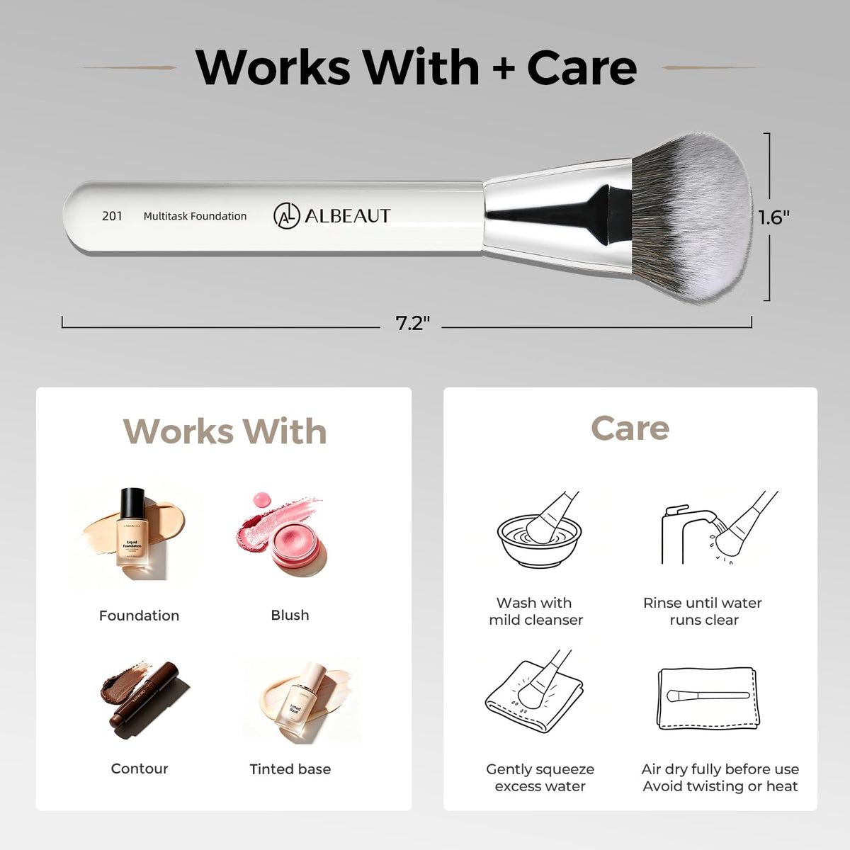 ALBEAUT Angled Foundation Brush side view