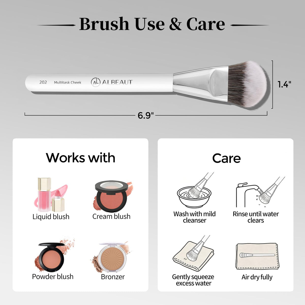 ALBEAUT Blush Brush 202 packaging front view