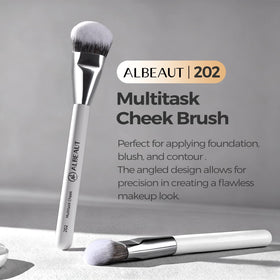 ALBEAUT Blush Brush 202 side view showcasing ergonomic handle