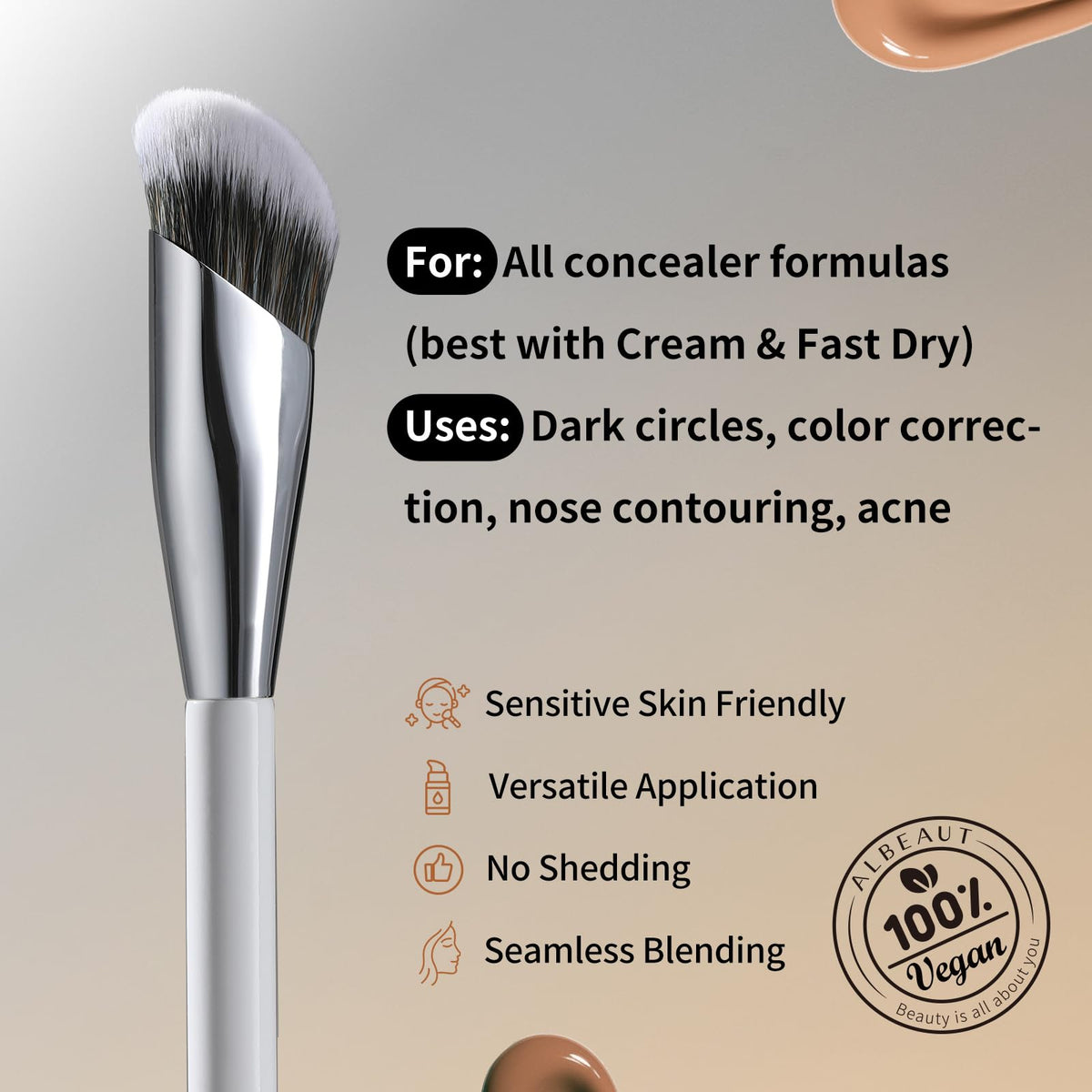 ALBEAUT Concealer Makeup Brushes in reusable storage pouch