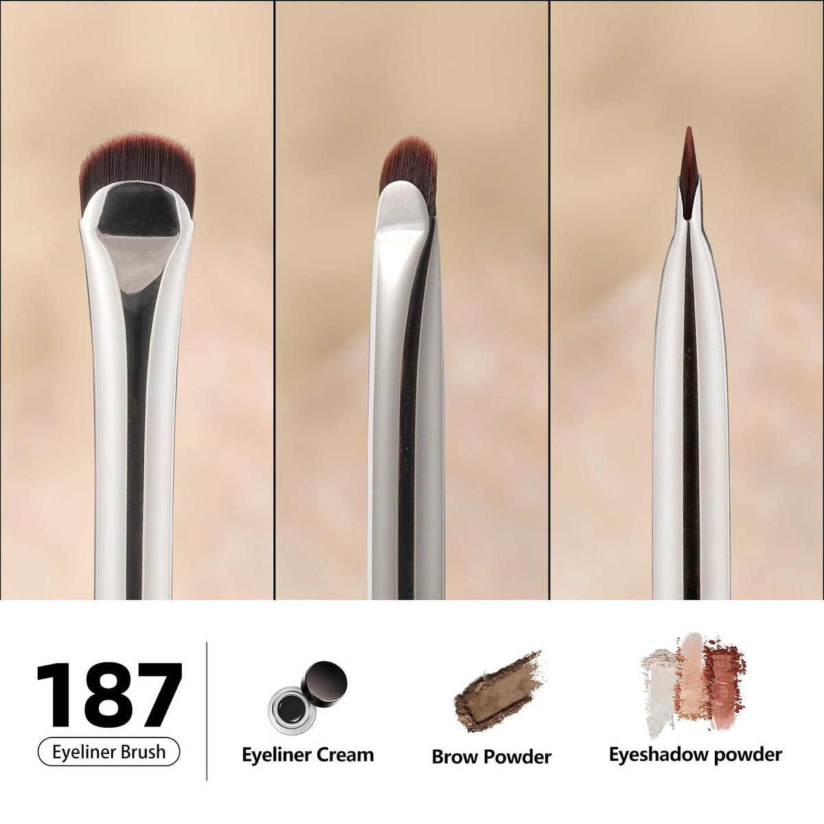 ALBEAUT Crescent Eyeliner Brush close-up of bristles