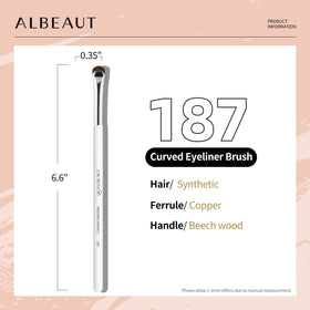 ALBEAUT Crescent Eyeliner Brush in a makeup kit