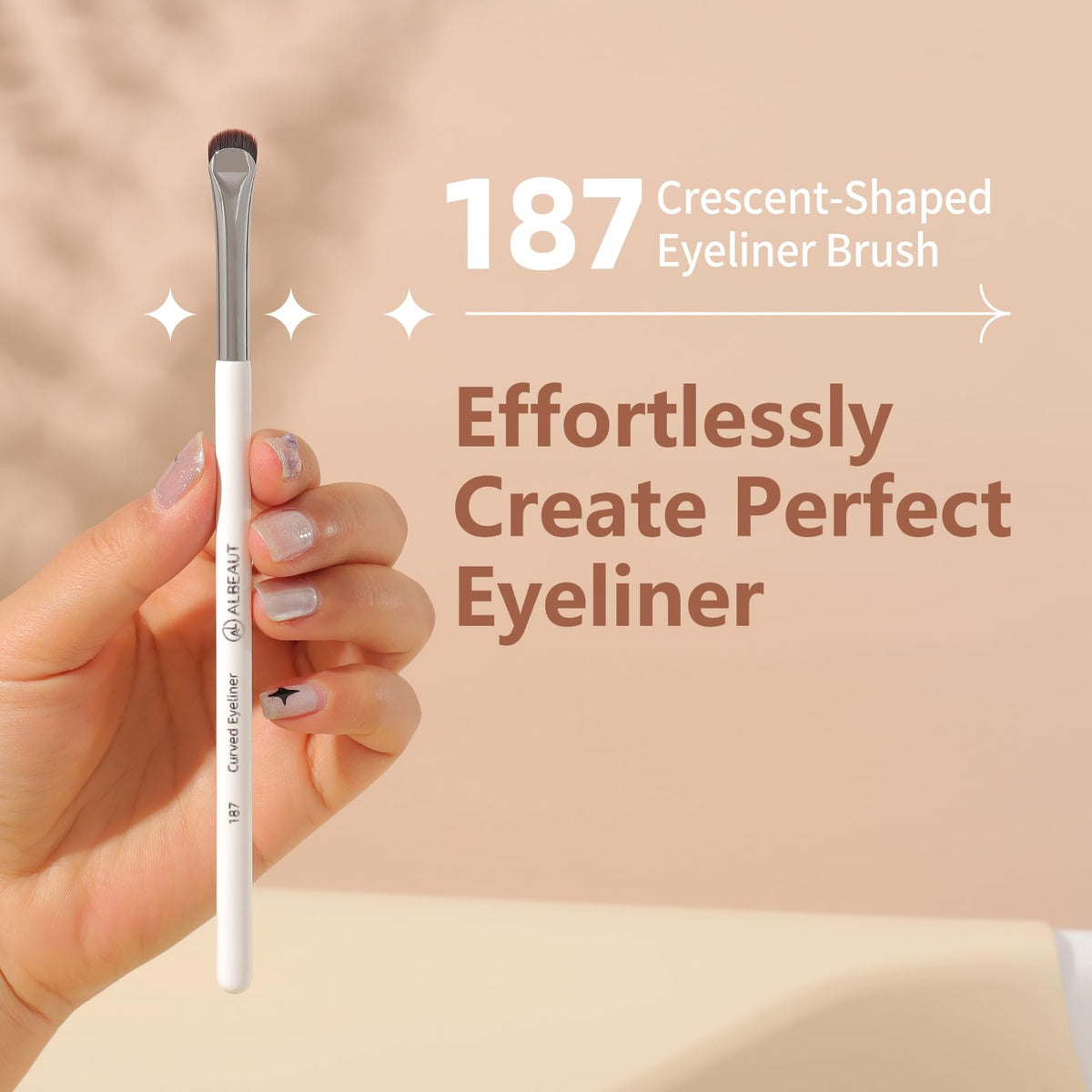 ALBEAUT Crescent Eyeliner Brush showing dual-direction design