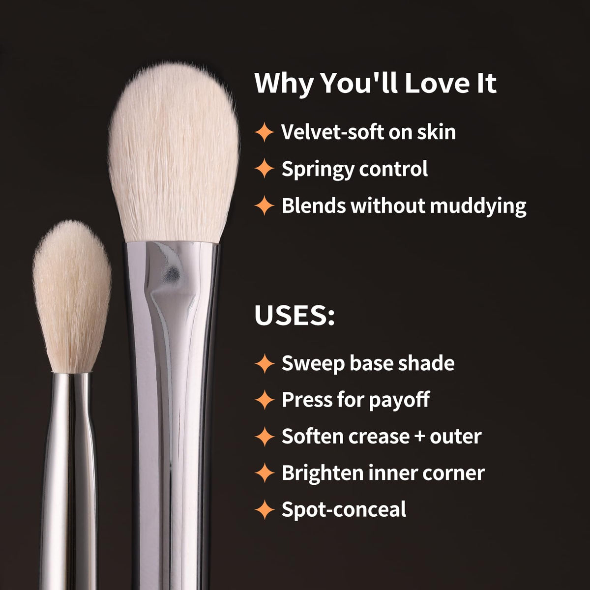 ALBEAUT Eyeshadow Brush demonstrating the springy control for blending