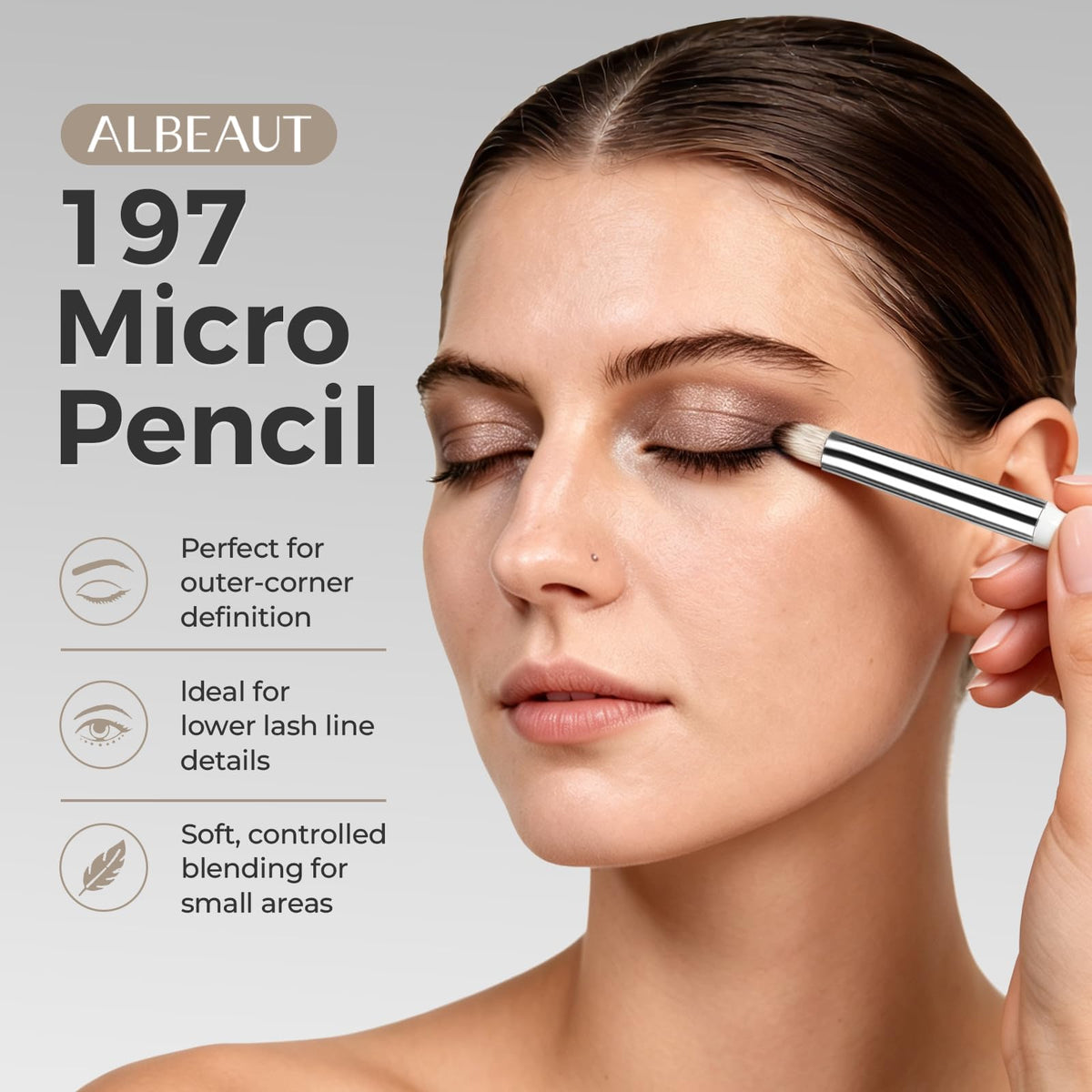 ALBEAUT Small Eyeshadow Brush 197 Micro Pencil side view