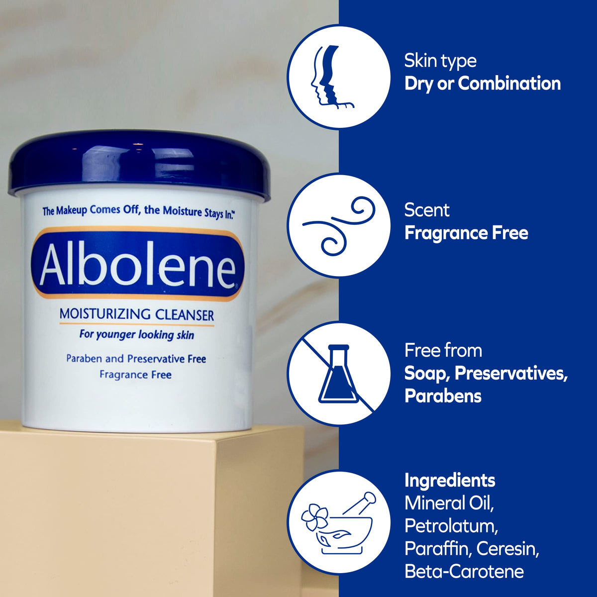 Albolene Moisturizing Cleanser in bathroom setting
