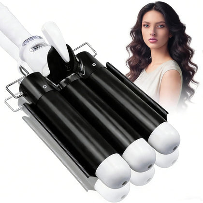 Aleath 3 Barrel Curling Iron front view with LCD display