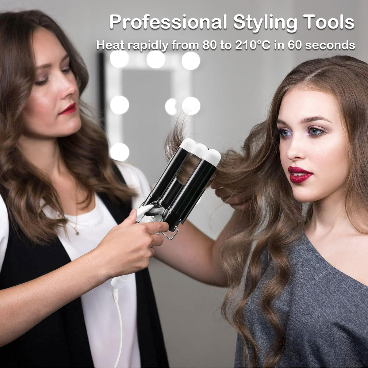 Aleath 3 Barrel Curling Iron with adjustable temperature display