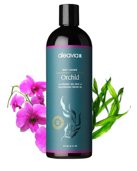 Aleavia Body Cleanse 16 Oz front view with orchid oil
