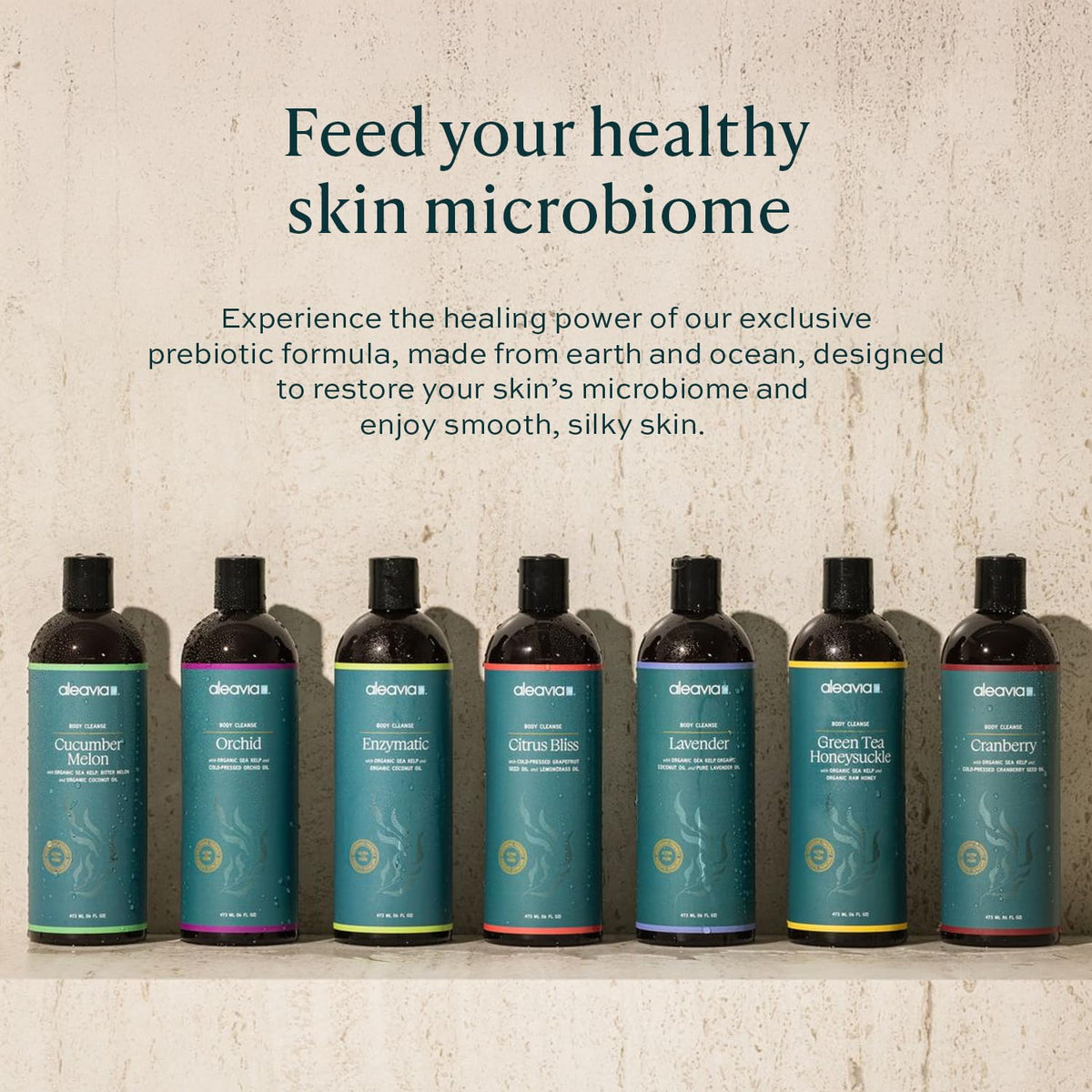 Aleavia Body Cleanse 16 Oz with orchid flowers background