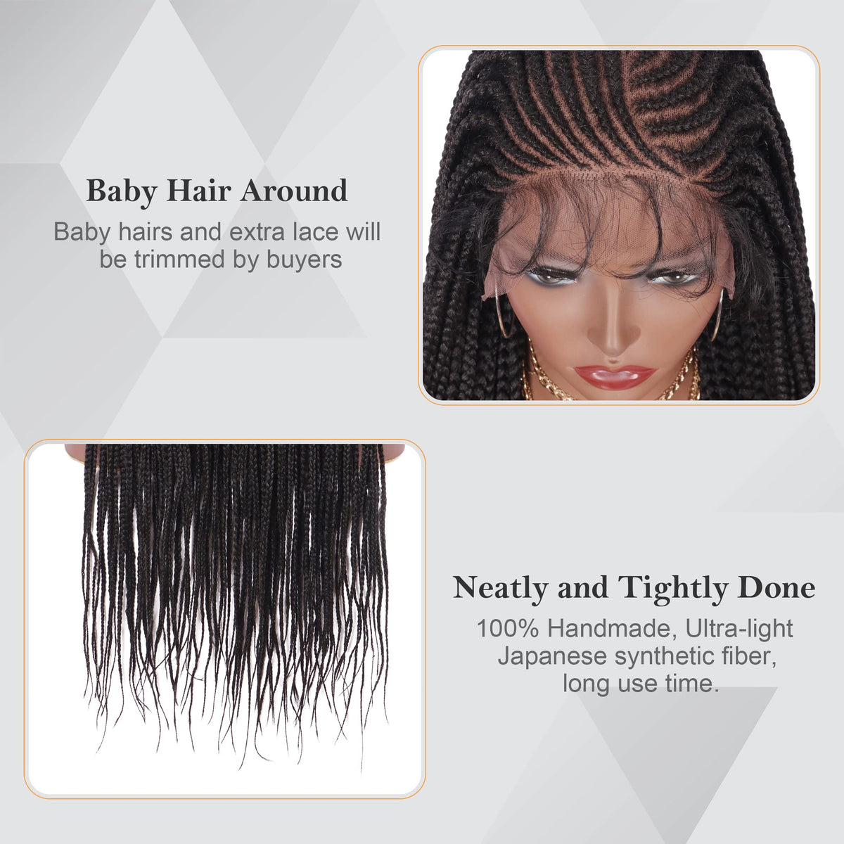 Alebery 13x6 Lace Front Box Braided Wig close-up of braids