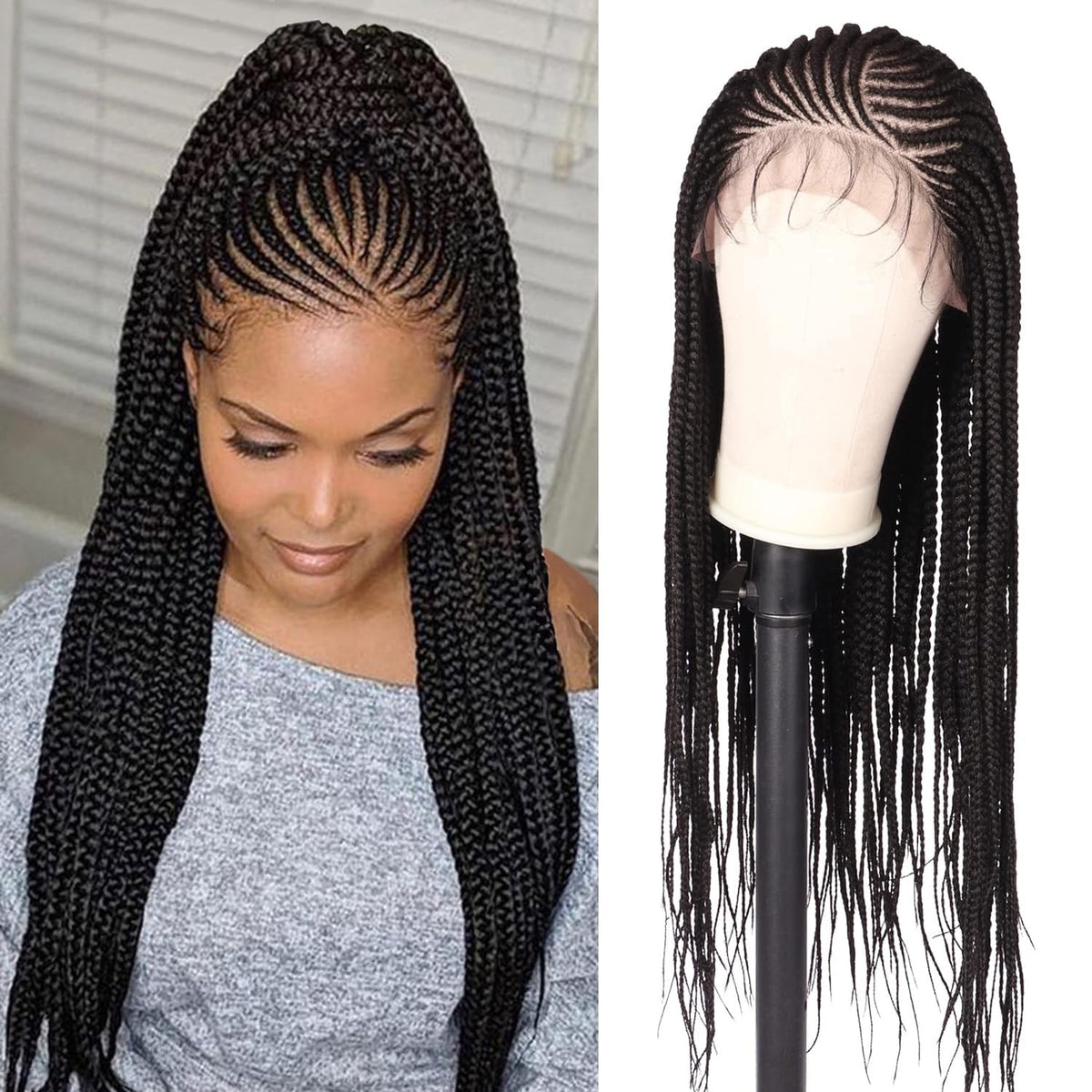 Alebery 13x6 Lace Front Box Braided Wig front view