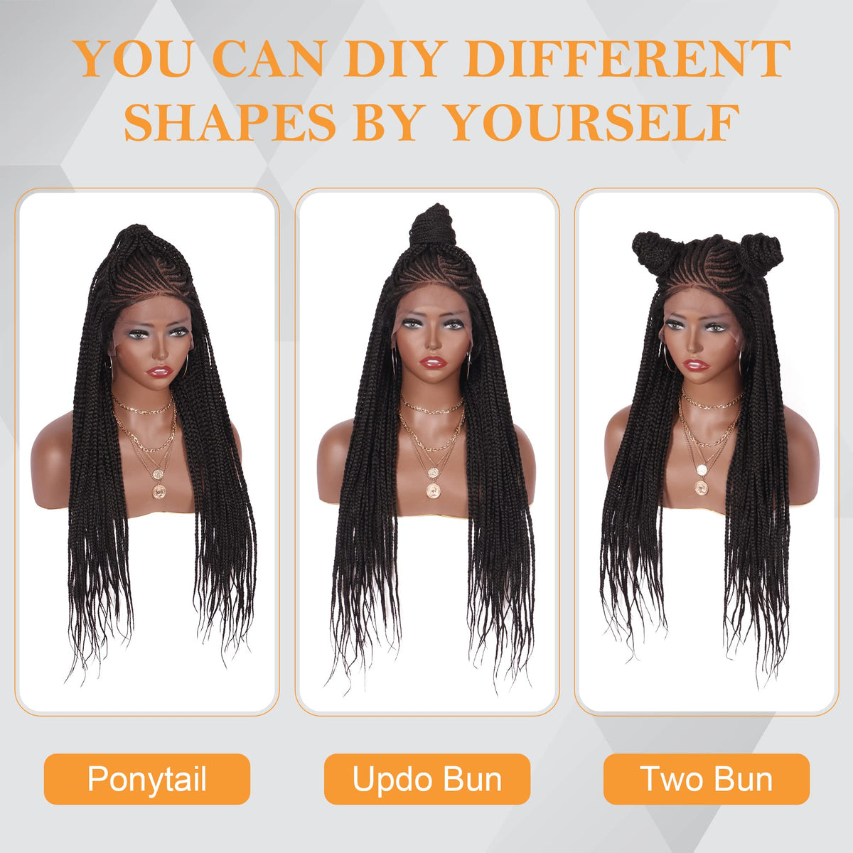 Alebery 13x6 Lace Front Box Braided Wig on model
