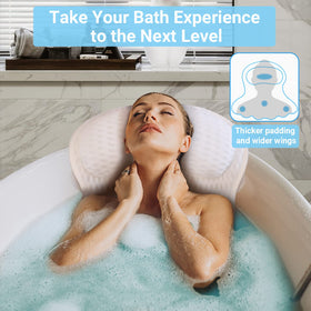 Aleponna Bath Pillow side view with 4D air-mesh fabric