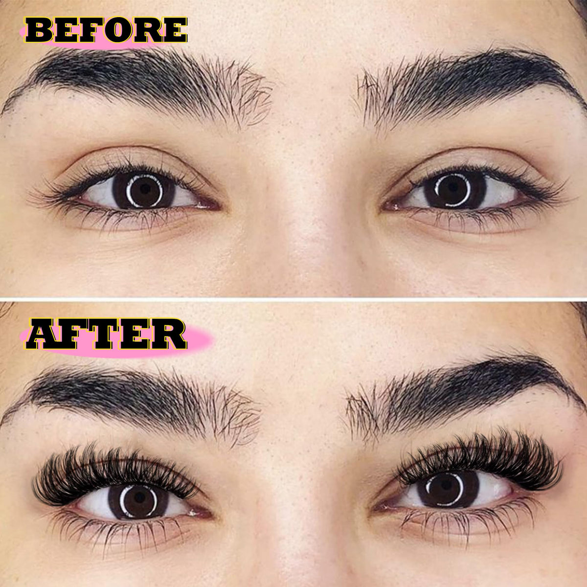 ALICE 280Pcs Wispy Individual Lashes applied on model's eyes