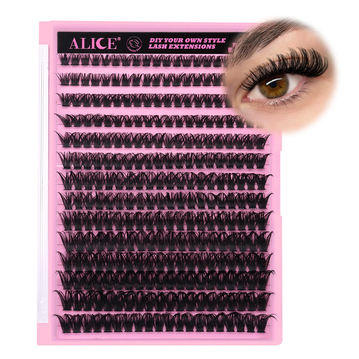 ALICE 280Pcs Wispy Individual Lashes front view with various lengths