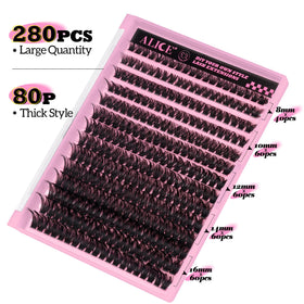 ALICE 280Pcs Wispy Individual Lashes packaging with product details