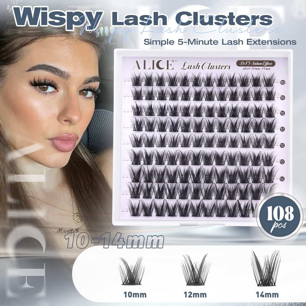 ALICE Lash Clusters packaging with clear label