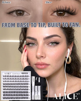 ALICE Lash Kit includes white bond adhesive and tweezers
