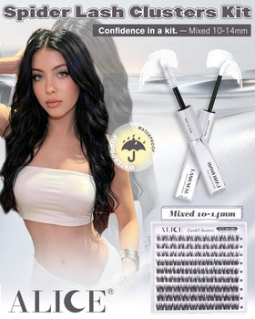 ALICE Lash Kit with clear bond adhesive applied to lashes