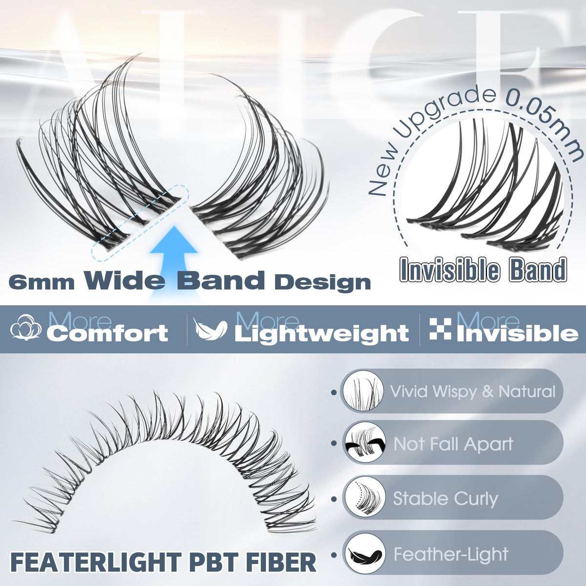 ALICE Natural Short Lash Clusters displayed with clusters visible
