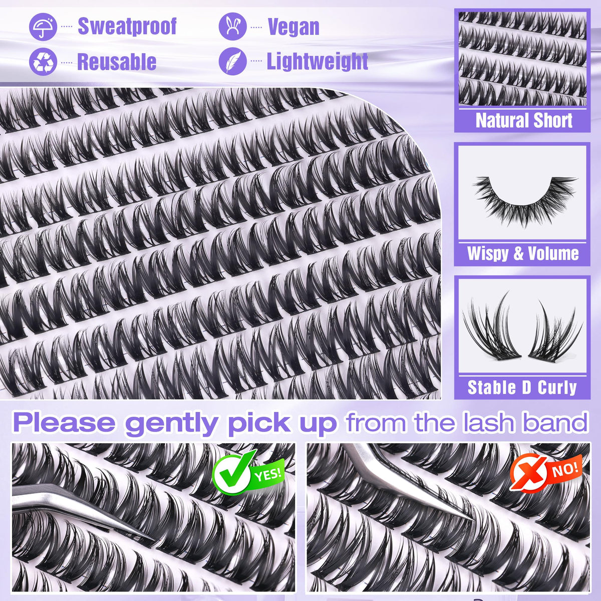 ALICE Short Lash Clusters 8-12mm application process
