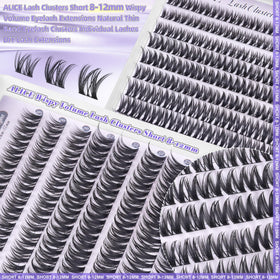 ALICE Short Lash Clusters 8-12mm in a makeup bag