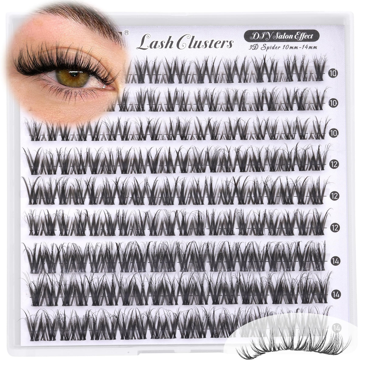 ALICE Spider Breeze Lash Clusters in various lengths on display