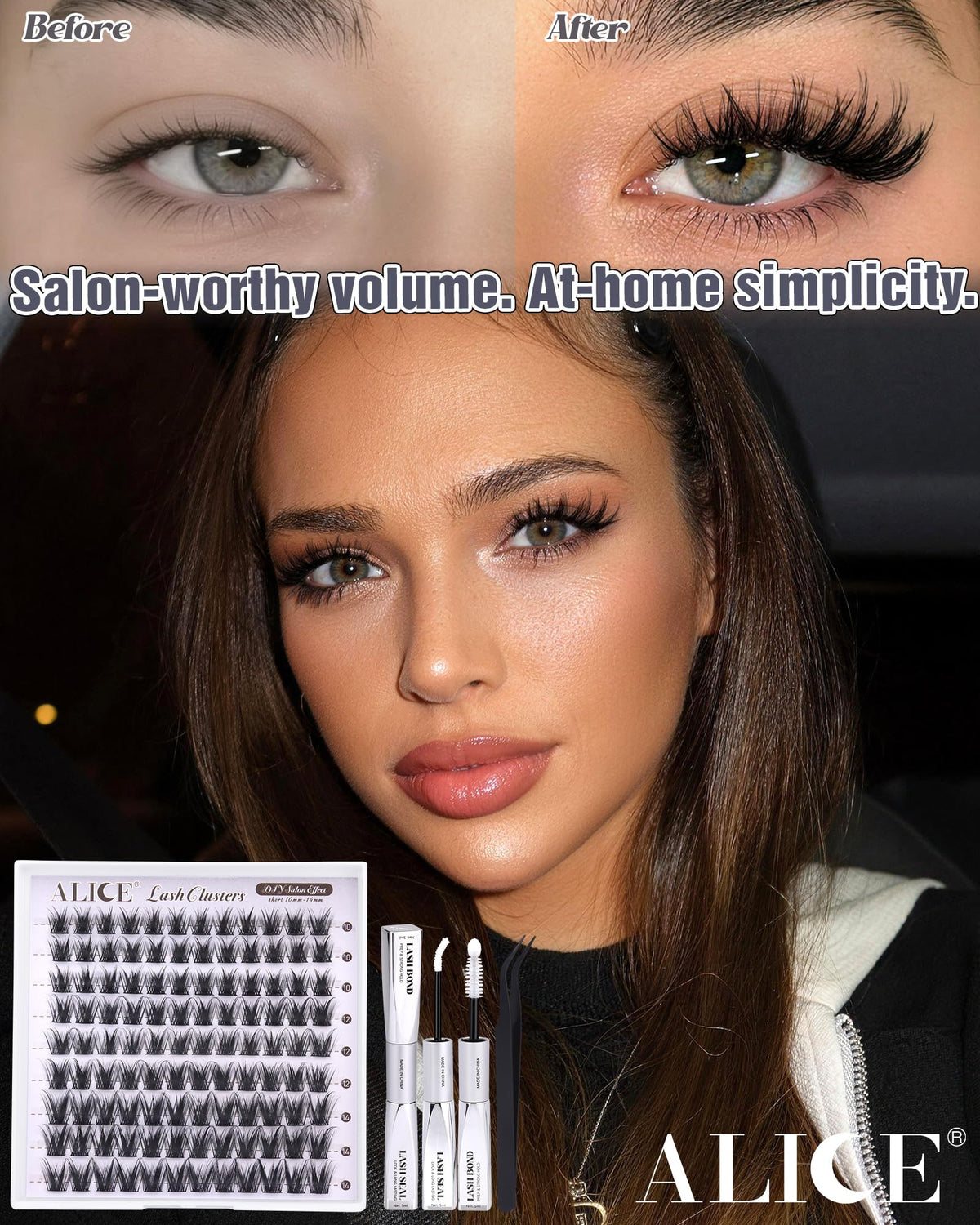 ALICE Wispy Eyelash Clusters Kit adhesive and seal
