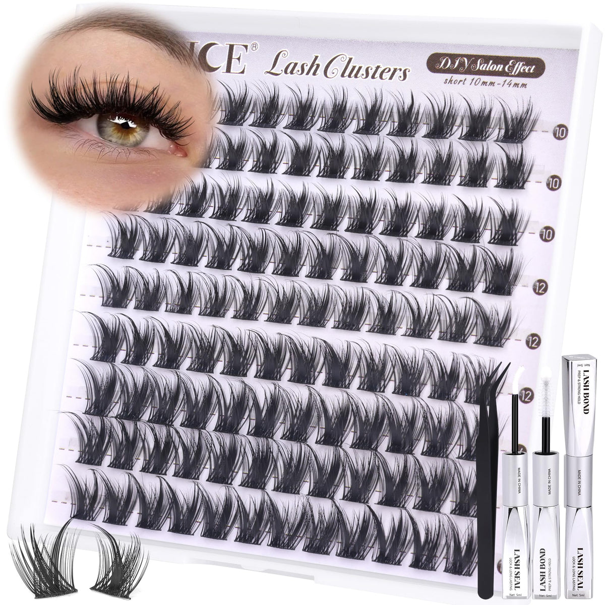 ALICE Wispy Eyelash Clusters Kit on model's eyes