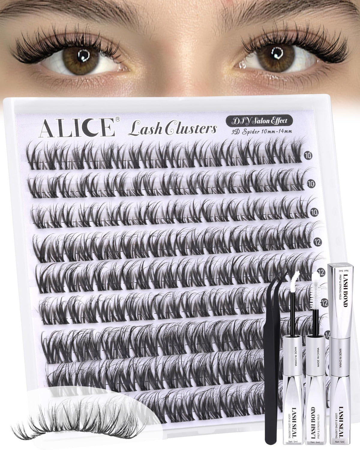 ALICE Wispy Lash Clusters in various lengths on display