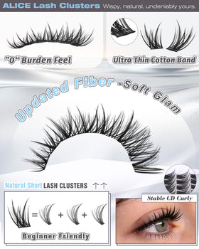 ALICE Wispy Lash Clusters Kit displayed with makeup tools