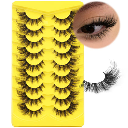 ALICROWN Cat Eye False Eyelashes front view showcasing wispy design