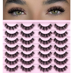ALICROWN Natural Mink Fuzzy False Eyelashes front view with packaging