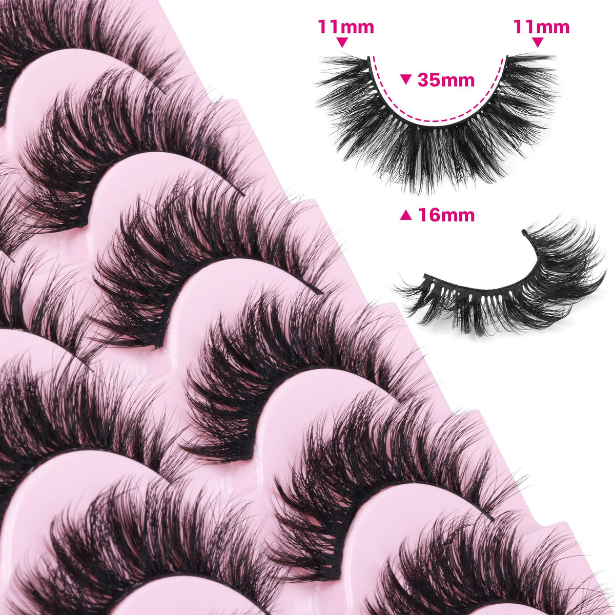 ALICROWN Natural Mink Fuzzy False Eyelashes showing different styles