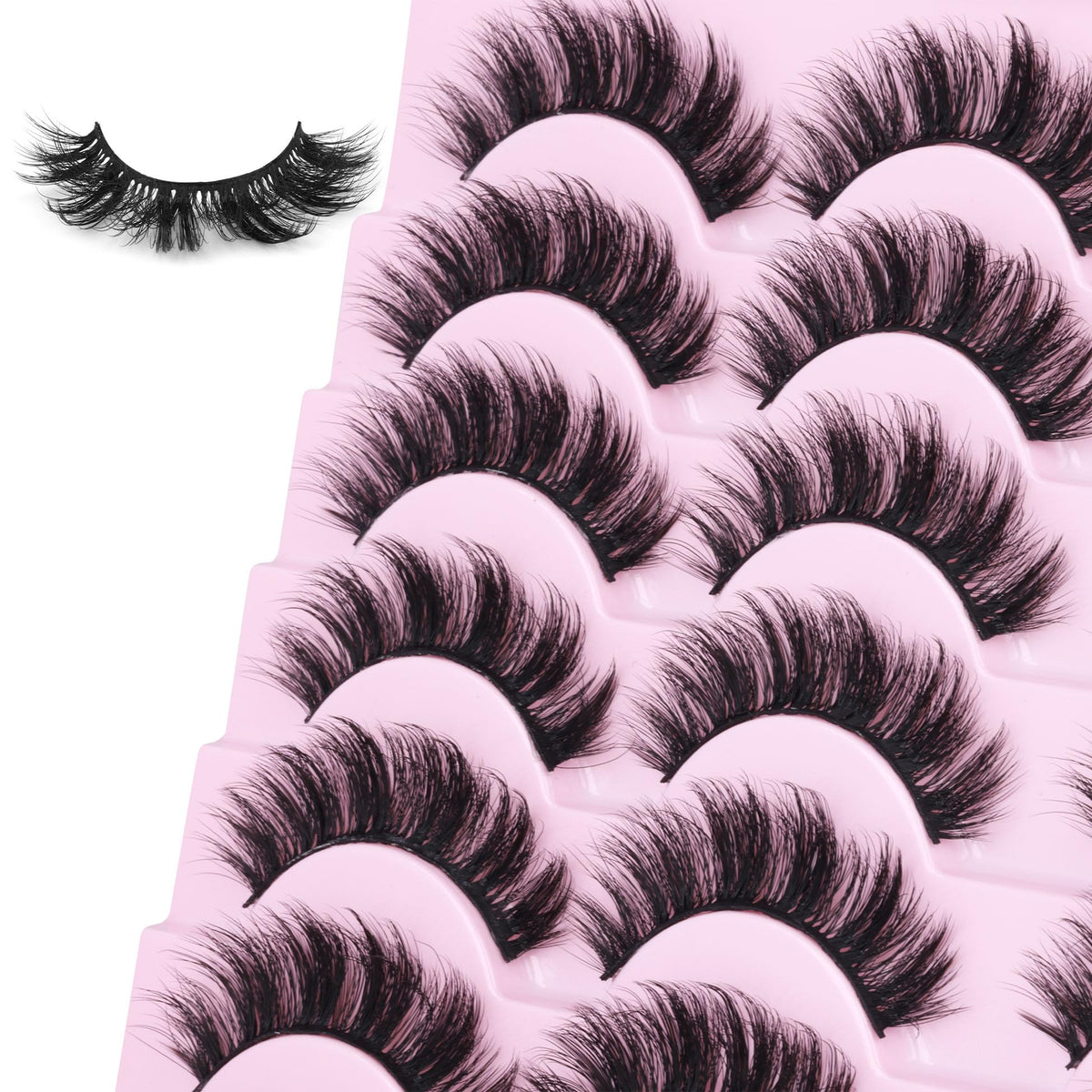 ALICROWN Natural Mink Fuzzy False Eyelashes side view of packaging