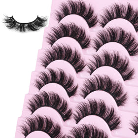 ALICROWN Natural Mink Fuzzy False Eyelashes side view of packaging