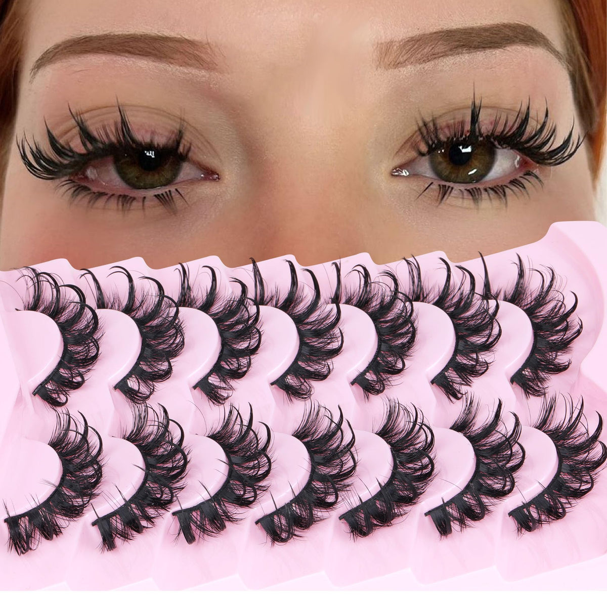 ALICROWN Wispy False Eyelashes pack showing 7 pairs