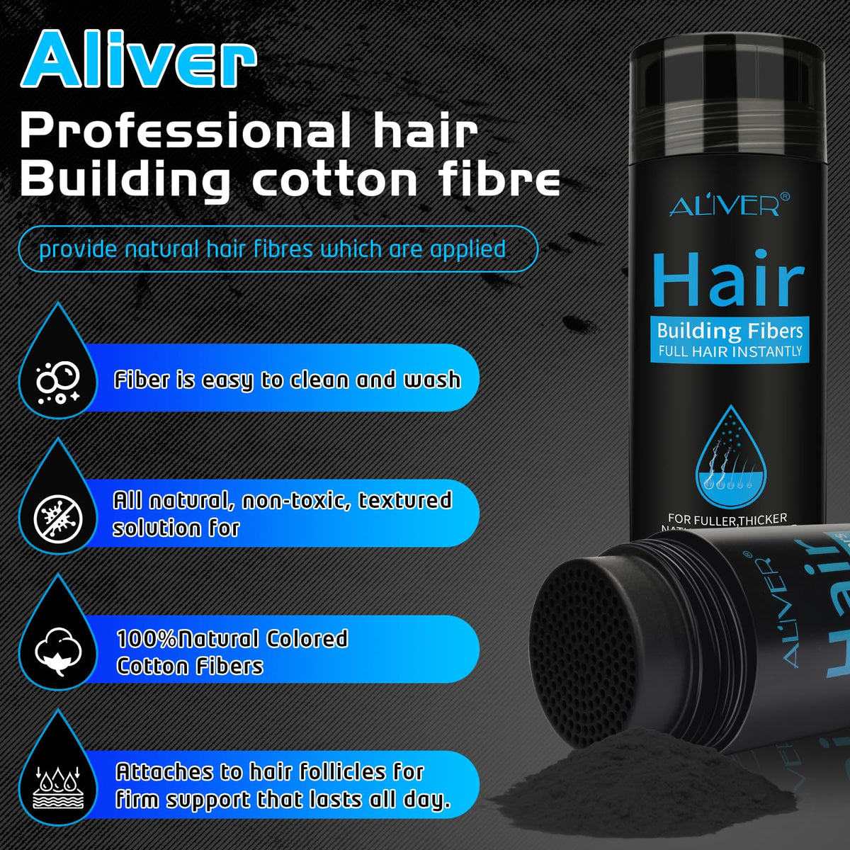 ALIVER Hair Fibers application on thinning hair
