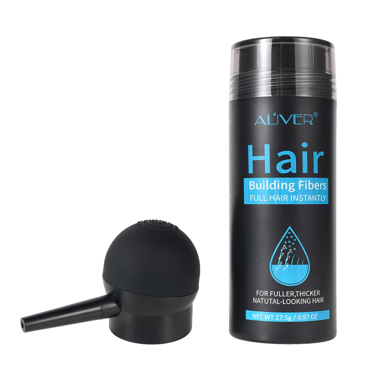 ALIVER Hair Fibers black powder front view
