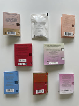 All 12 fragrance vials from Infinite Scents sampler set displayed