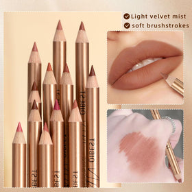 All 12 shades of QiBest lip liner set laid out