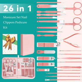All 26 tools in the LUCK AROUND manicure set displayed