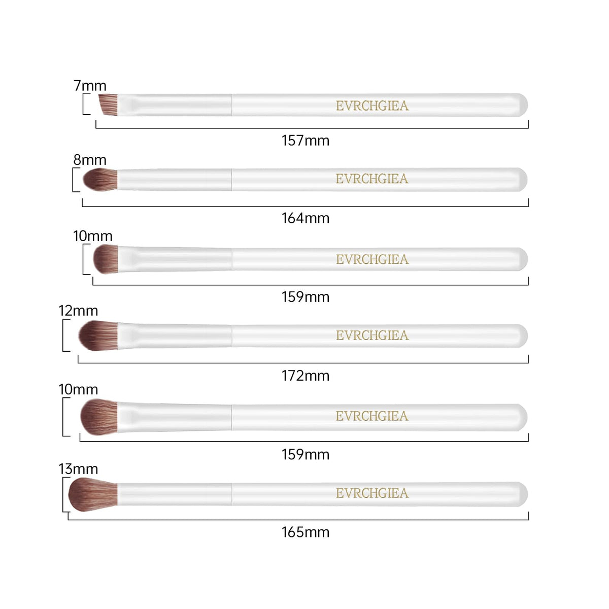 All 6 EVRCHGIEA eye makeup brushes displayed together