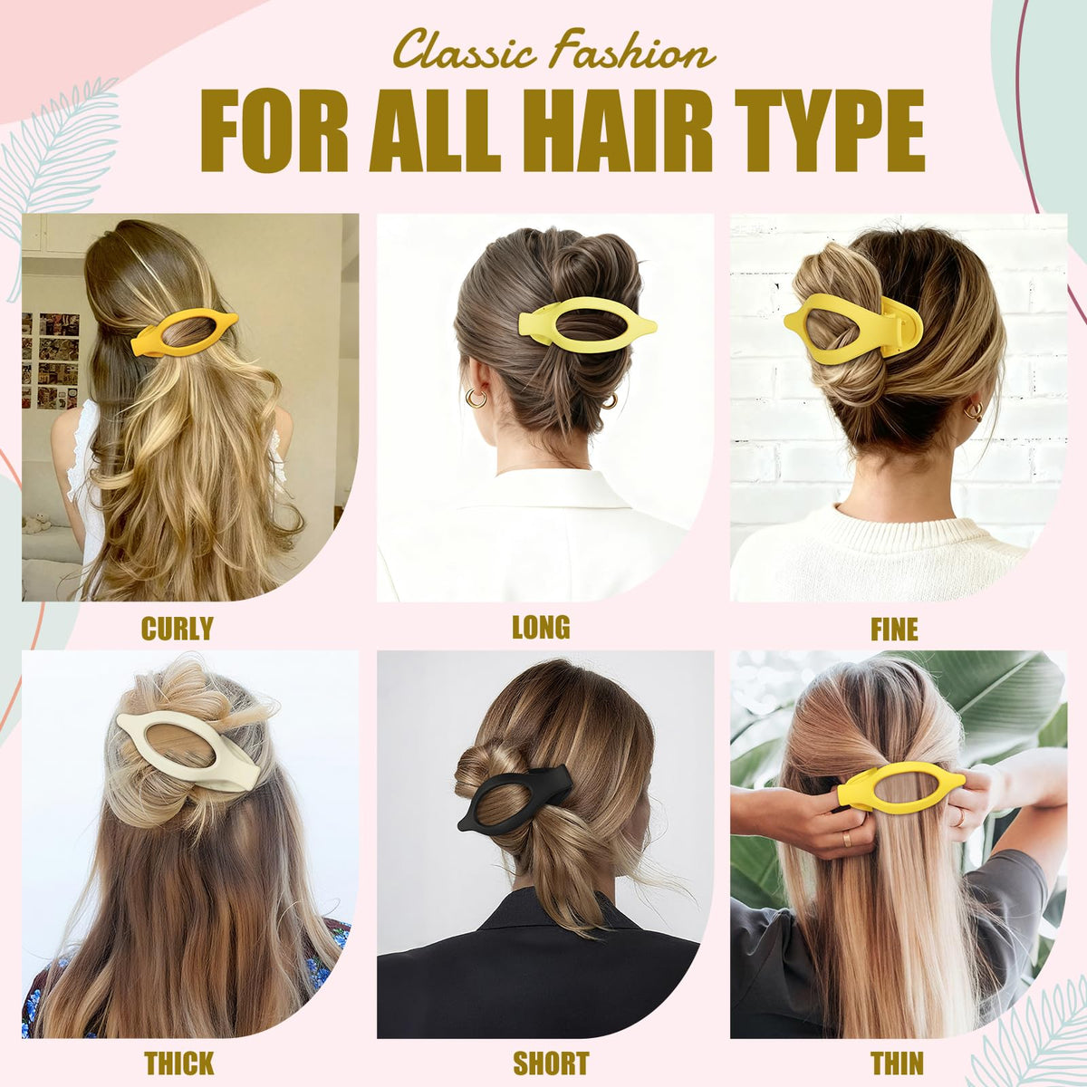 All 6 USDNICE Flat Hair Clips displayed together