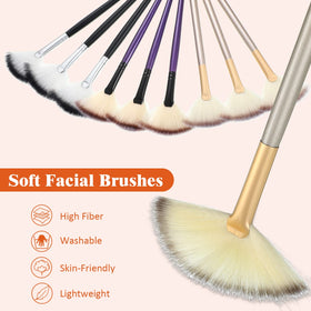 All 9 Maitys facial fan brushes displayed together