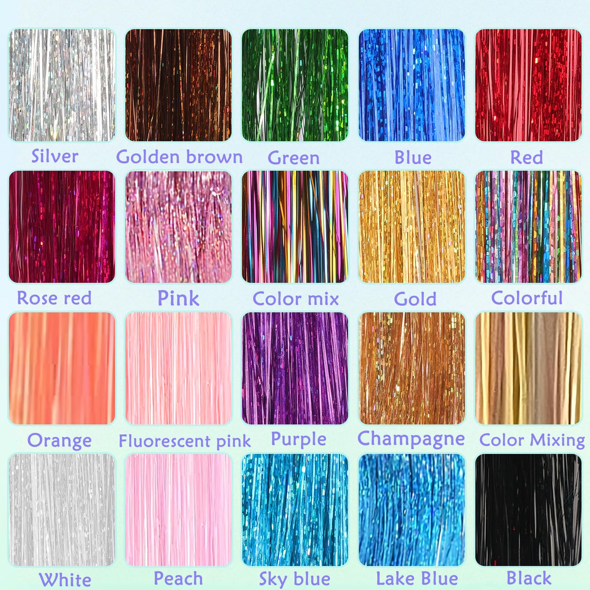 All accessories included in the LEDIZE Hair Tinsel Kit