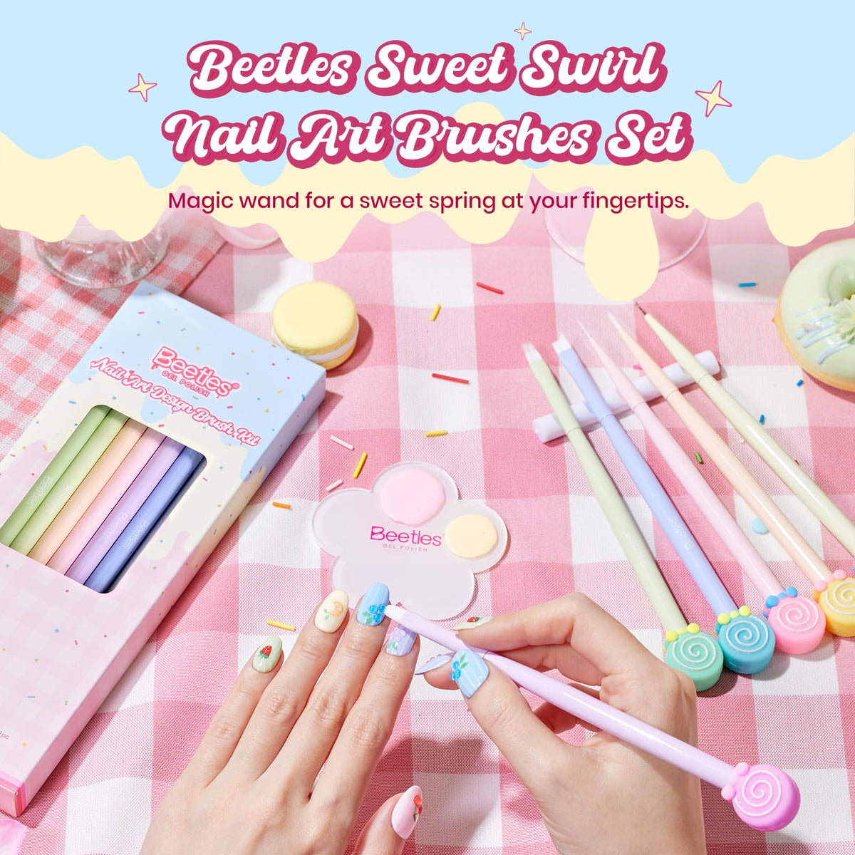 All brushes from beetles Nail Art Brushes Set displayed together